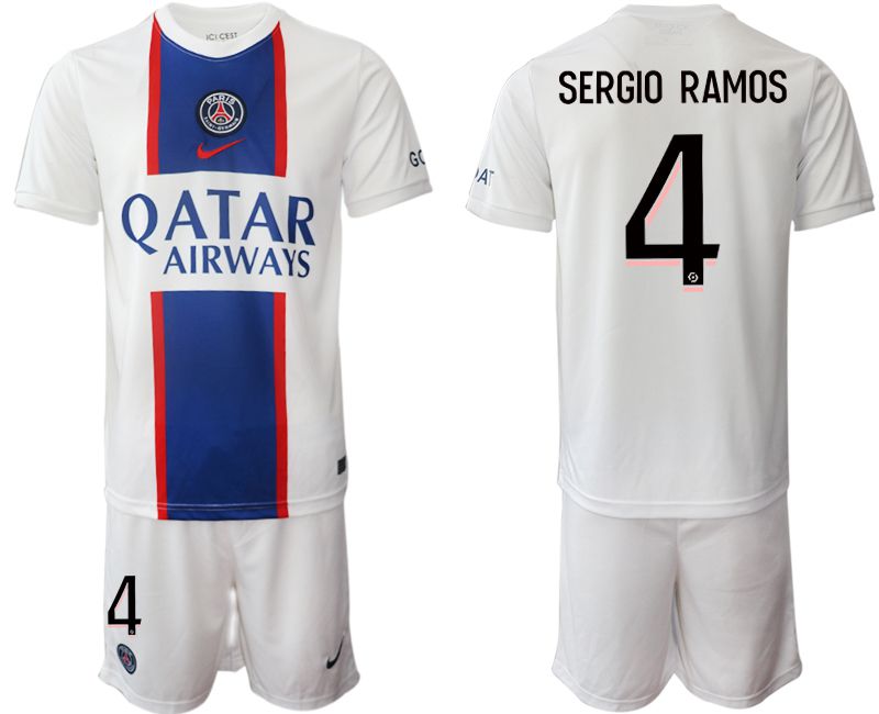 Men 2022-2023 Club Paris St German away white #4 Soccer Jerseys->real madrid jersey->Soccer Club Jersey